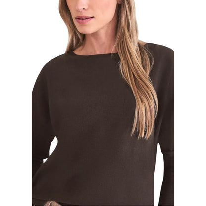 Street One Women's Crop-Top Boat-Neck Viscose Cotton Sweatshirt - Brown