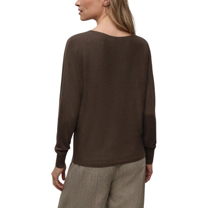 Street One Women's Crop-Top Boat-Neck Viscose Cotton Sweatshirt - Brown