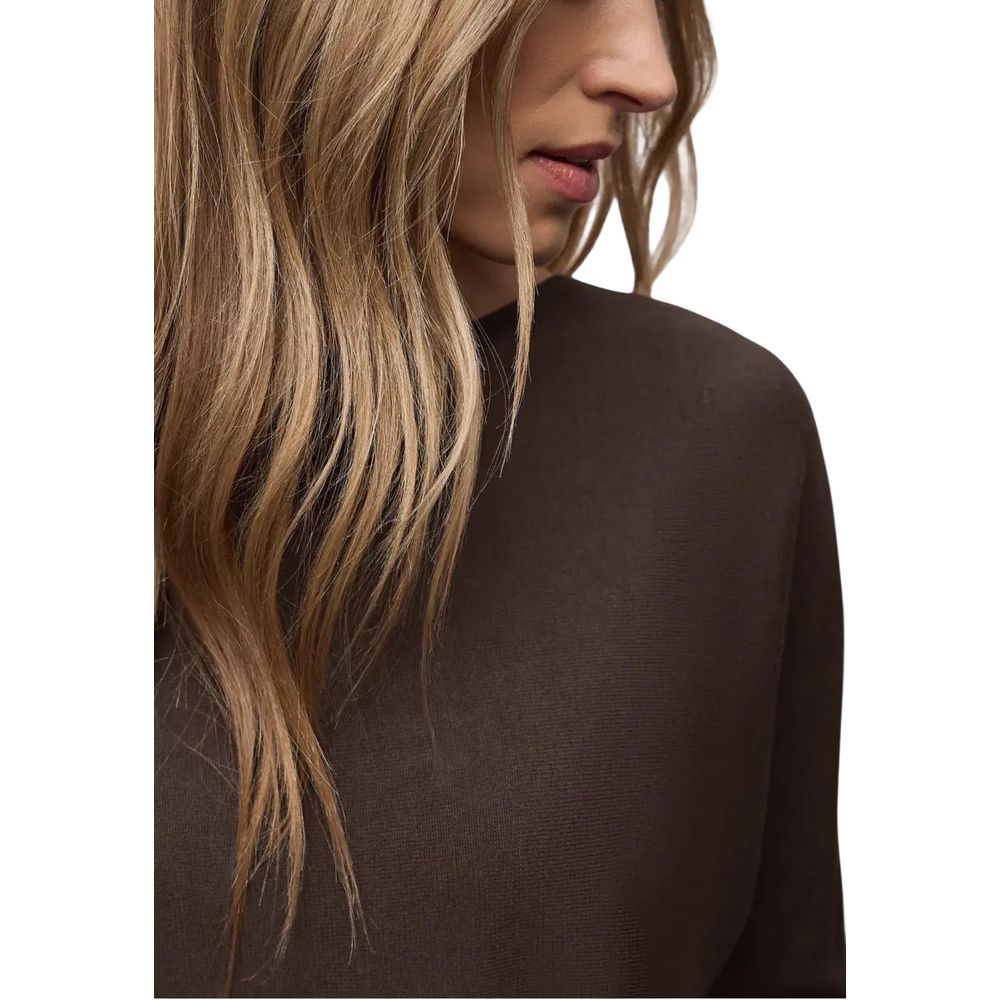 Street One Women's Crop-Top Boat-Neck Viscose Cotton Sweatshirt - Brown