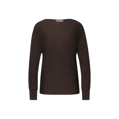 Street One Women's Crop-Top Boat-Neck Viscose Cotton Sweatshirt - Brown