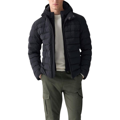 Hooded Overcoat by Colmar Originals for men in stretch polyamide black features an voluminous silhouette, showcasing distinct pockets, hooded & insulated and a voluminous hooded neckline for a truly voluminous aesthetic.