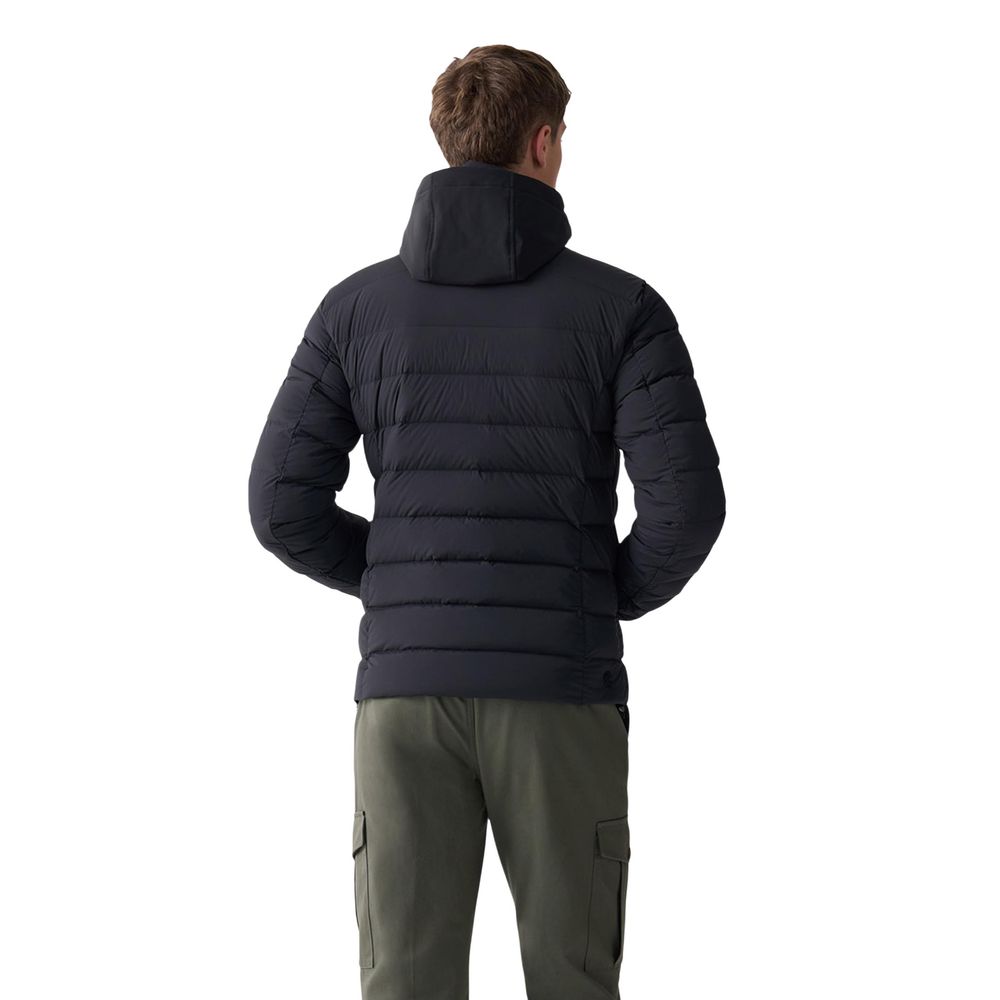 Hooded Overcoat by Colmar Originals for men in stretch polyamide black features a cosy chic silhouette, artfully detailed with a sophisticated hooded neckline and premium pockets, hooded & insulated for a cosy chic finish.