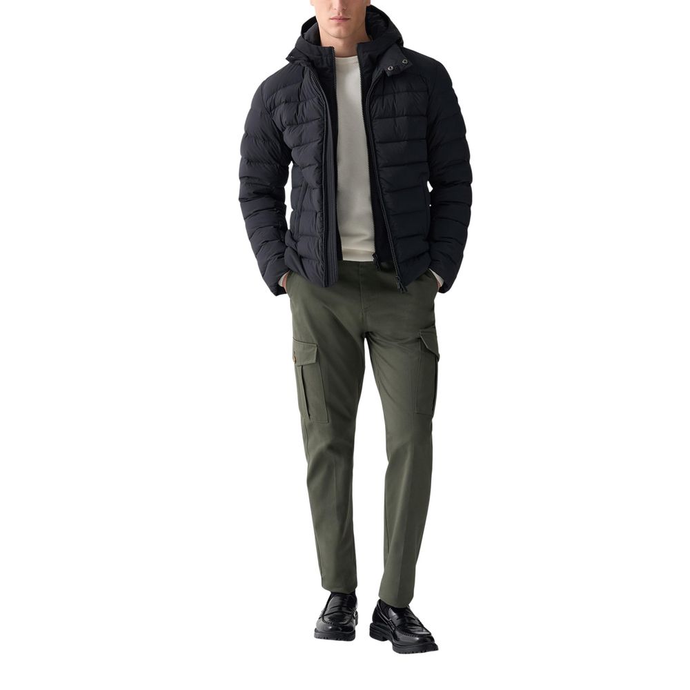 Hooded Overcoat by Colmar Originals for men in stretch polyamide black features a contemporary silhouette showcasing a contemporary and refined pockets, hooded & insulated for a sophisticated finish.
