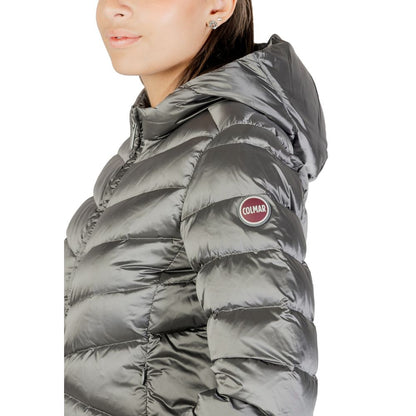 Hooded Overcoat by Colmar Originals for women in polyamide gray features an satoral silhouette, showcasing a sophisticated and satoral thermal, lightweight, hooded & insulated for a premium, timeless look.