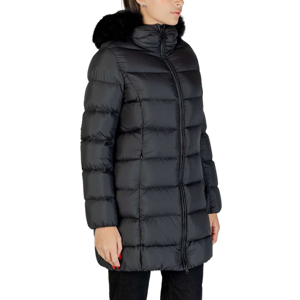 Hooded Overcoat by Colmar Originals for women in polyester faux fur black features an satoral silhouette, showcasing a sophisticated hooded neckline and satoral thermal, lightweight, pockets, hooded & insulated for a premium, timeless look.