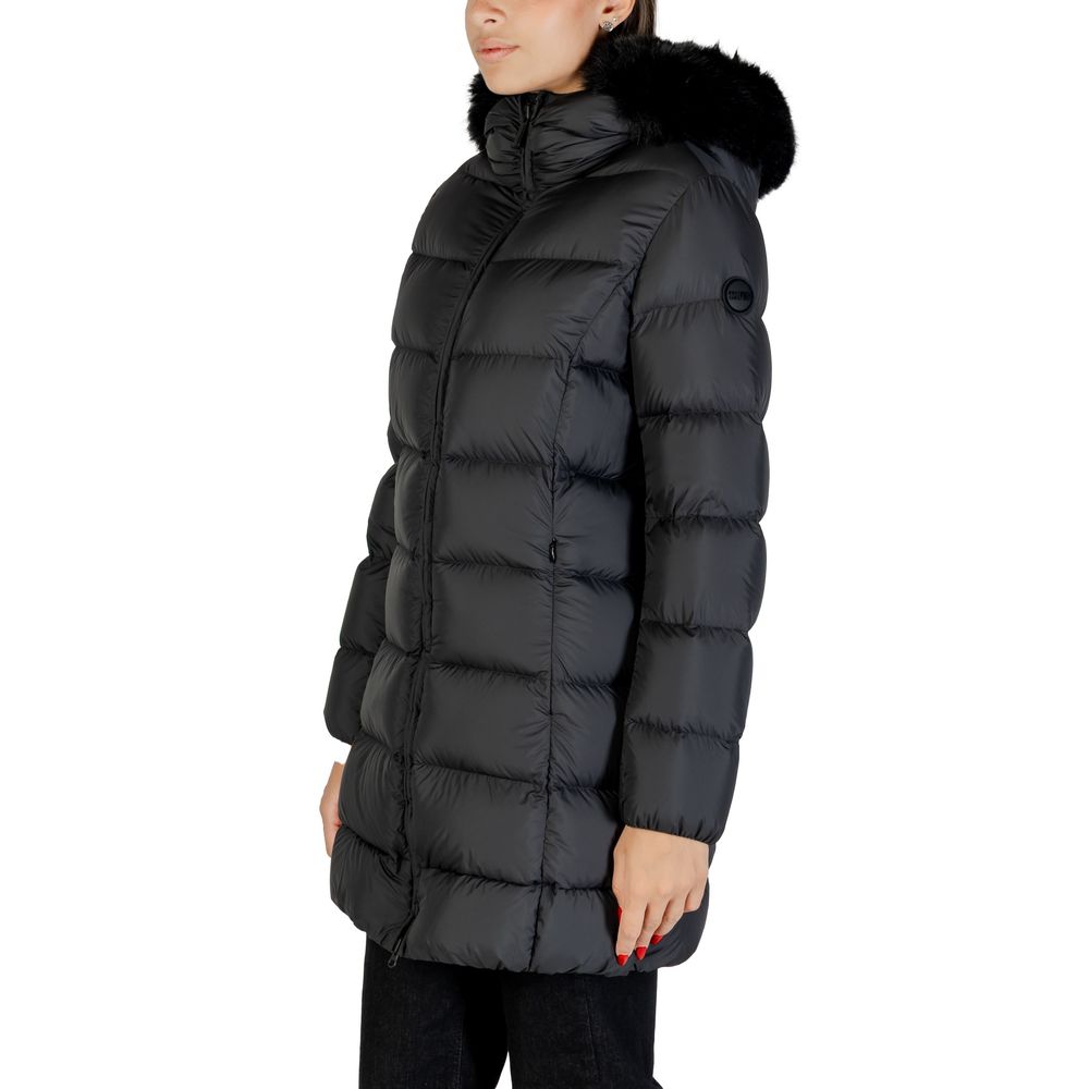 Hooded Overcoat by Colmar Originals for women in polyester faux fur black showcases a enveloping silhouette, detailed with distinctive thermal, lightweight, pockets, hooded & insulated and a enveloping hooded neckline.