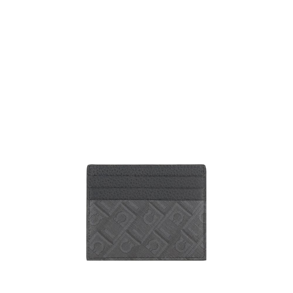 Cardholder Wallet by Ferragamo for men in bos taurus calf leather gray, monogram & print presents a refined silhouette, artfully capturing the essence of the Gancini Bos Taurus Calf Leather Cardholder Wallet design with sophisticated card-organization for a refined look.