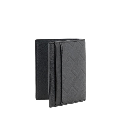 Cardholder Wallet by Ferragamo for men in bos taurus calf grained leather black & monogram presents a refined silhouette, artfully capturing the essence of the Bos Taurus Calf Grained Leather Cardholder Wallet design with sophisticated card-organization bifold for a refined look.