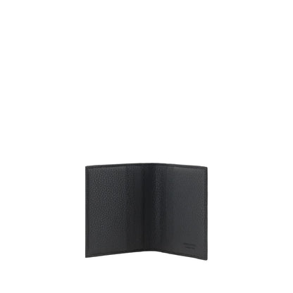 Cardholder Wallet by Ferragamo for men in bos taurus calf grained leather black & monogram presents a streamlined silhouette, showcasing the sophisticated design of the Bos Taurus Calf Grained Leather Cardholder Wallet collection with functional card-organization bifold.