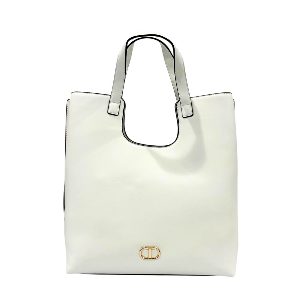 Shoulder Bag by Twinset for women in polyurethane gold & white features a effortless sophistication silhouette, secured by a zipper with ample built-in-compartments and versatile shoulder-strap & adjustable-strap for a effortless sophistication finish.