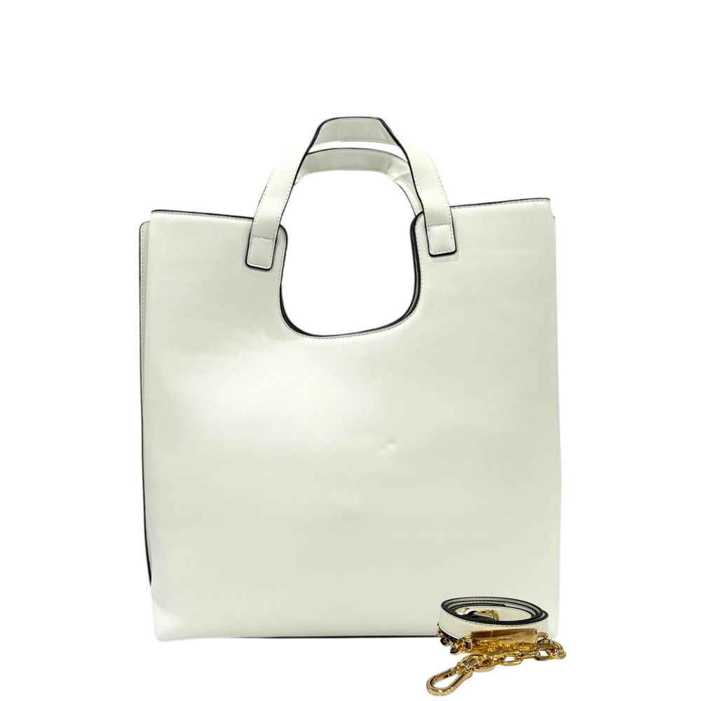 Shoulder Bag by Twinset for women in polyurethane gold & white presents a statuesque silhouette, showcasing a secure zipper and statuesque built-in-compartments with versatile shoulder-strap & adjustable-strap for a sophisticated look.