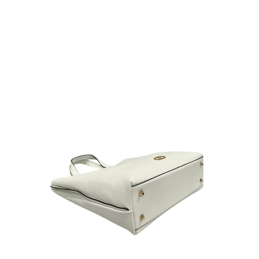 Shoulder Bag by Twinset for women in polyurethane gold & white showcases a statuesque silhouette, artfully detailed with a secure zipper, organized built-in-compartments, and versatile shoulder-strap & adjustable-strap for a statuesque look.