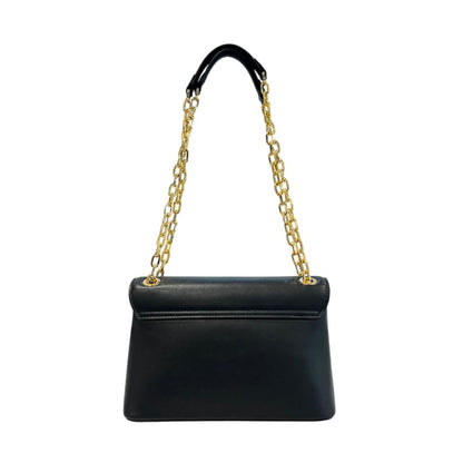 Crossbody Flap Handbag by Twinset for women in polyurethane black & gold showcases a versatile sophistication silhouette, featuring a secure flap, magnetic & button, versatile sophistication , and versatile crossbody-strap for a versatile sophistication finish.