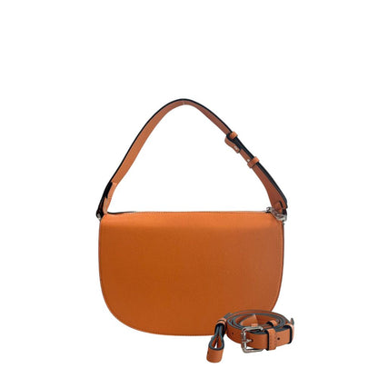 Shoulder Clutch Handbag by Twinset for women in polyester & polyurethane orange & silver features an sculptural silhouette, showcasing a secure zipper and sculptural built-in-compartments with versatile shoulder-strap & adjustable-strap for a sophisticated look.