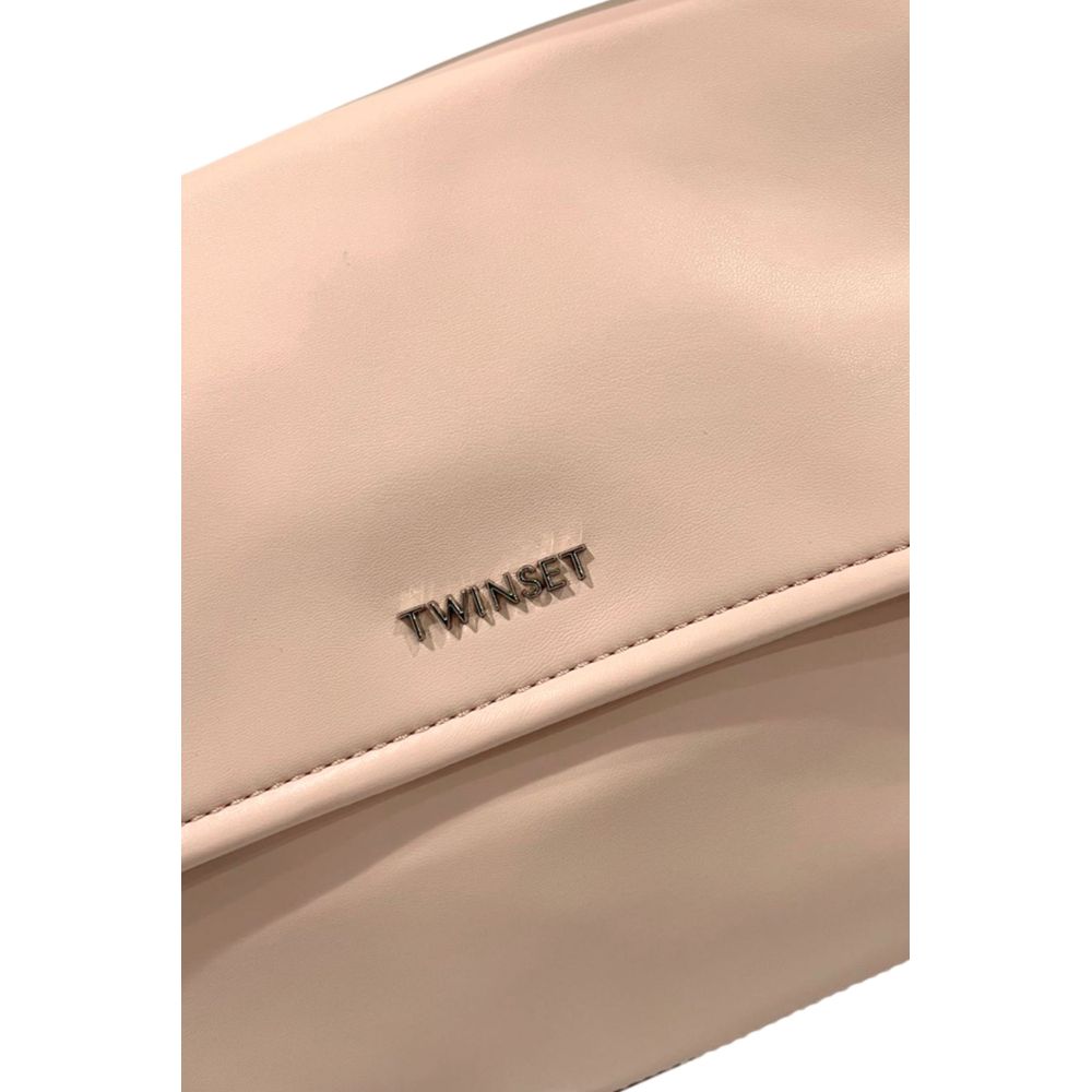 Shoulder Flap Bag by Twinset for women in polyurethane black, multicolor, pink & silver features a statuesque silhouette, showcasing a secure flap, magnetic & button and statuesque built-in-compartments with versatile shoulder-strap & adjustable-strap for a statuesque finish.