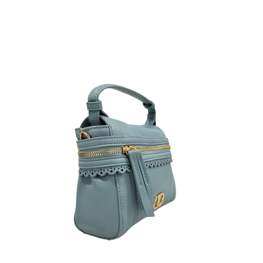 Mini Shoulder Bag by Twinset for women in polyurethane blue & gold features a statuesque silhouette, showcasing a secure zipper and statuesque with versatile shoulder-strap & adjustable-strap for a statuesque finish.