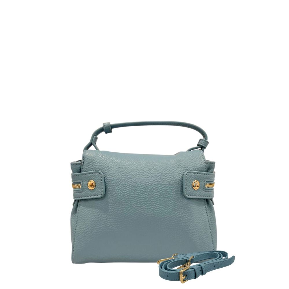 Mini Shoulder Bag by Twinset for women in polyurethane blue & gold presents a statuesque silhouette, showcasing a secure zipper and statuesque with versatile shoulder-strap & adjustable-strap for a sophisticated look.