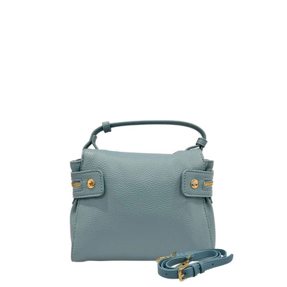 Mini Shoulder Bag by Twinset for women in polyurethane blue & gold presents a statuesque silhouette, showcasing a secure zipper and statuesque with versatile shoulder-strap & adjustable-strap for a sophisticated look.