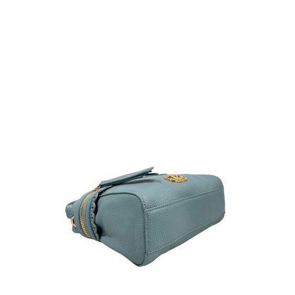 Mini Shoulder Bag by Twinset for women in polyurethane blue & gold features a effortless sophistication silhouette, secured by a zipper with ample and versatile shoulder-strap & adjustable-strap for a effortless sophistication finish.