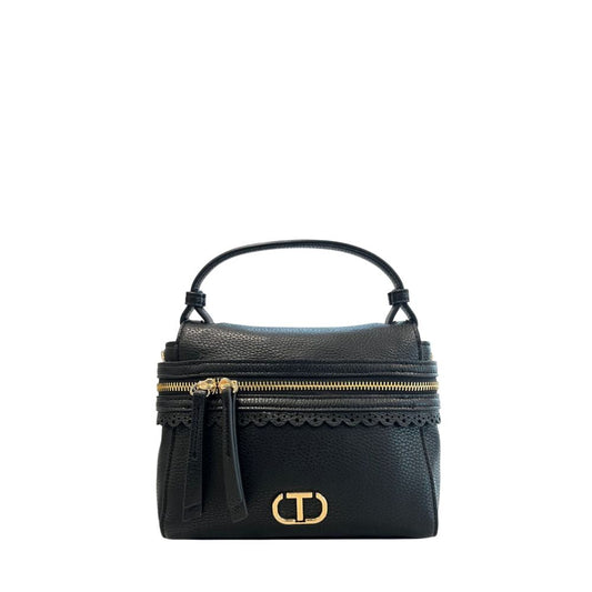 Mini Shoulder Bag by Twinset for women in polyurethane black, gold & yellow features a effortless sophistication silhouette, secured by a zipper with ample and versatile shoulder-strap & adjustable-strap for a effortless sophistication finish.