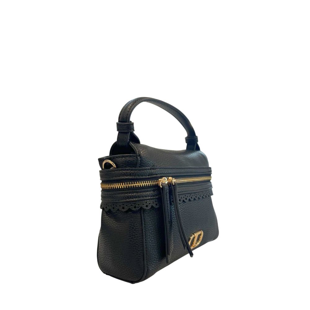 Mini Shoulder Bag by Twinset for women in polyurethane black, gold & yellow features a stately silhouette, showcasing a secure zipper, ample , and stately shoulder-strap & adjustable-strap for a stately finish.