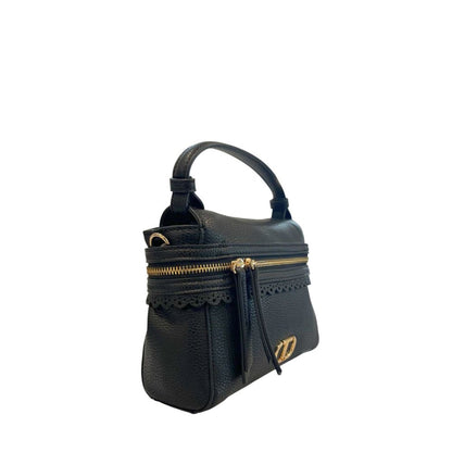 Mini Shoulder Bag by Twinset for women in polyurethane black, gold & yellow features a stately silhouette, showcasing a secure zipper, ample , and stately shoulder-strap & adjustable-strap for a stately finish.