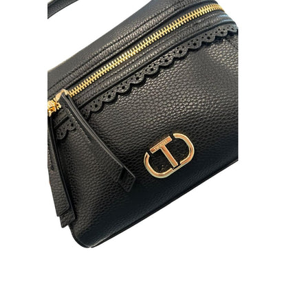 Mini Shoulder Bag by Twinset for women in polyurethane black, gold & yellow features a effortless sophistication silhouette, secured by a zipper with ample and versatile shoulder-strap & adjustable-strap for a effortless sophistication finish.