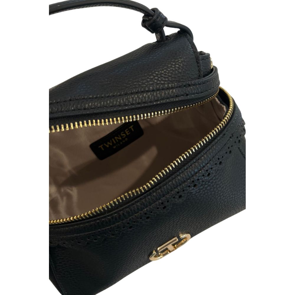 Mini Shoulder Bag by Twinset for women in polyurethane black, gold & yellow features a statuesque silhouette, showcasing a secure zipper and statuesque with versatile shoulder-strap & adjustable-strap for a statuesque finish.