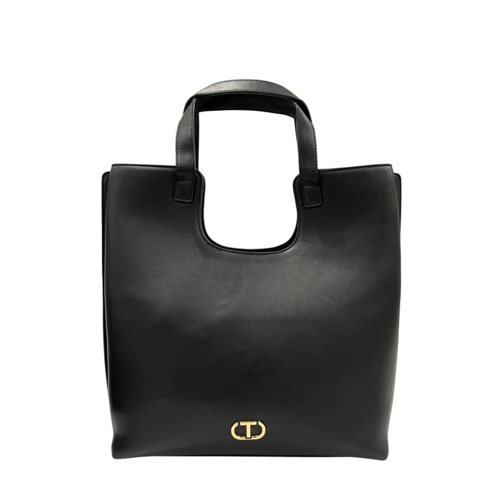 Shoulder Bag by Twinset for women in polyurethane black & gold features a effortless chic silhouette with a secure zipper, ample built-in-compartments, and versatile shoulder-strap & adjustable-strap for a effortless chic finish.