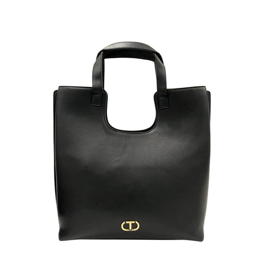 Shoulder Bag by Twinset for women in polyurethane black & gold features a effortless chic silhouette with a secure zipper, ample built-in-compartments, and versatile shoulder-strap & adjustable-strap for a effortless chic finish.