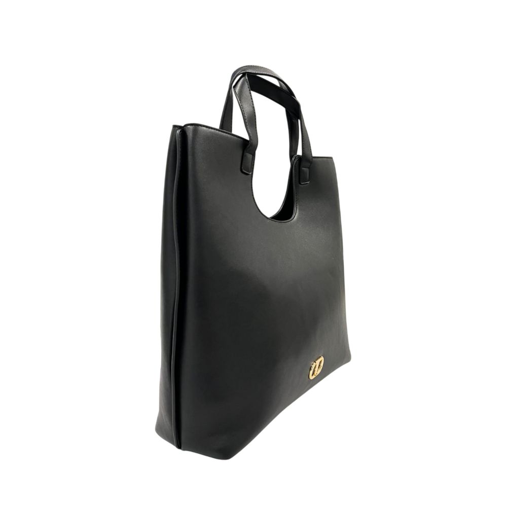 Shoulder Bag by Twinset for women in polyurethane black & gold features a statuesque silhouette, showcasing a secure zipper and statuesque built-in-compartments with versatile shoulder-strap & adjustable-strap for a statuesque finish.