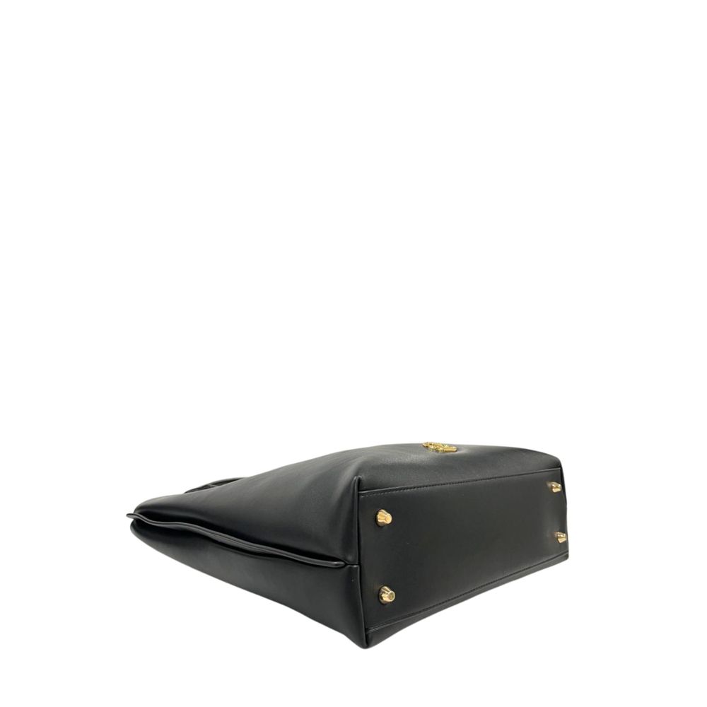 Shoulder Bag by Twinset for women in polyurethane black & gold presents a statuesque silhouette, showcasing a secure zipper and statuesque built-in-compartments with versatile shoulder-strap & adjustable-strap for a sophisticated look.