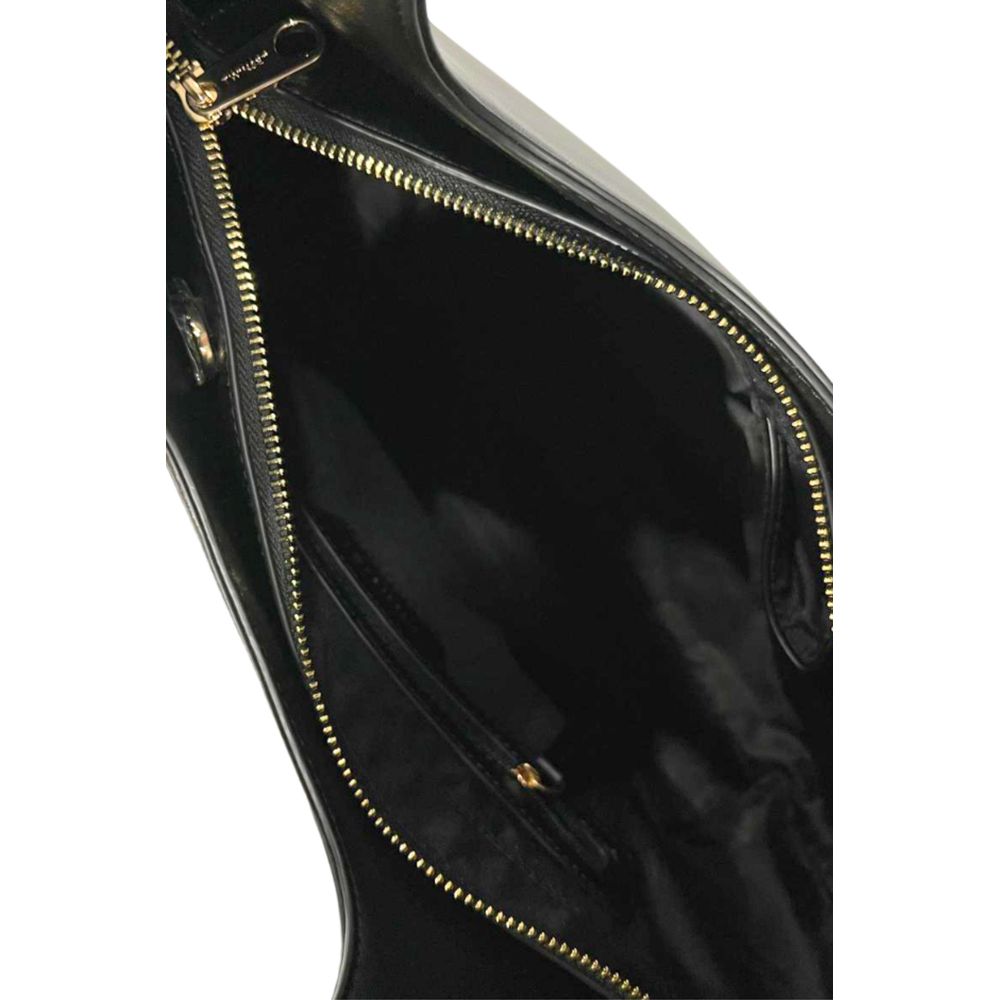 Shoulder Bag by Twinset for women in polyurethane black & gold features a stately silhouette, showcasing a secure zipper, ample built-in-compartments, and stately shoulder-strap & adjustable-strap for a stately finish.