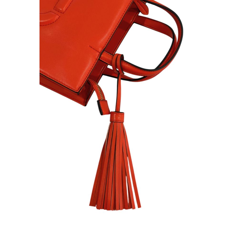 Shoulder Bag by Twinset for women in polyurethane faux leather gold & orange showcases a statuesque silhouette, artfully detailed with a secure zipper, organized , and versatile for a statuesque look.