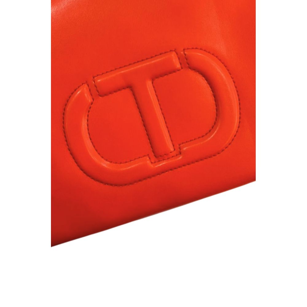 Shoulder Bag by Twinset for women in polyurethane faux leather gold & orange presents a statuesque silhouette, showcasing a secure zipper and statuesque with versatile for a sophisticated look.