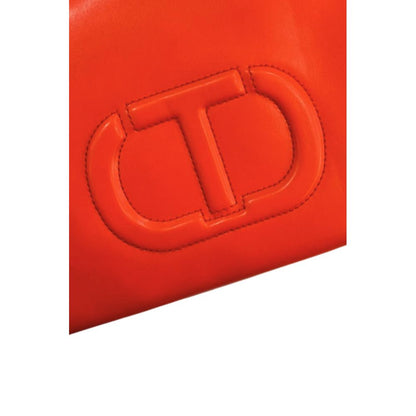 Shoulder Bag by Twinset for women in polyurethane faux leather gold & orange presents a statuesque silhouette, showcasing a secure zipper and statuesque with versatile for a sophisticated look.