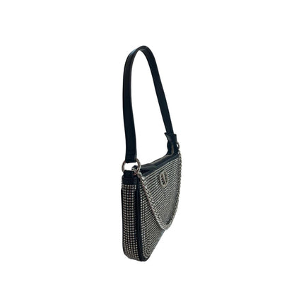 Shoulder Clutch Handbag by Twinset for women in polyurethane black, yellow & signature features a architectural silhouette, showcasing a secure zipper, ample built-in-compartments, and versatile shoulder-strap for a architectural finish.