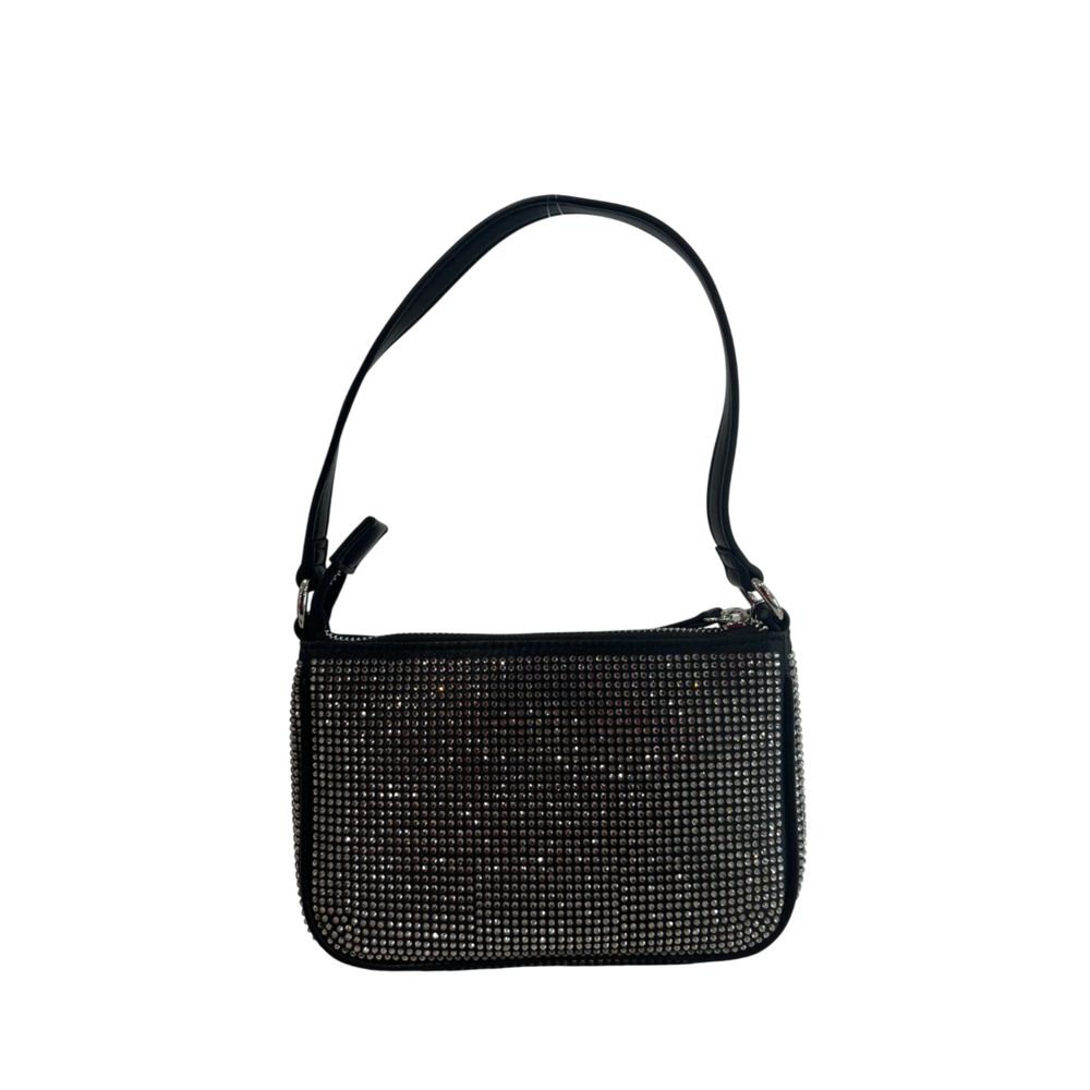 Shoulder Clutch Handbag by Twinset for women in polyurethane black, yellow & signature showcases a sculptural silhouette, featuring a secure zipper, ample built-in-compartments, and versatile shoulder-strap for a sculptural finish.