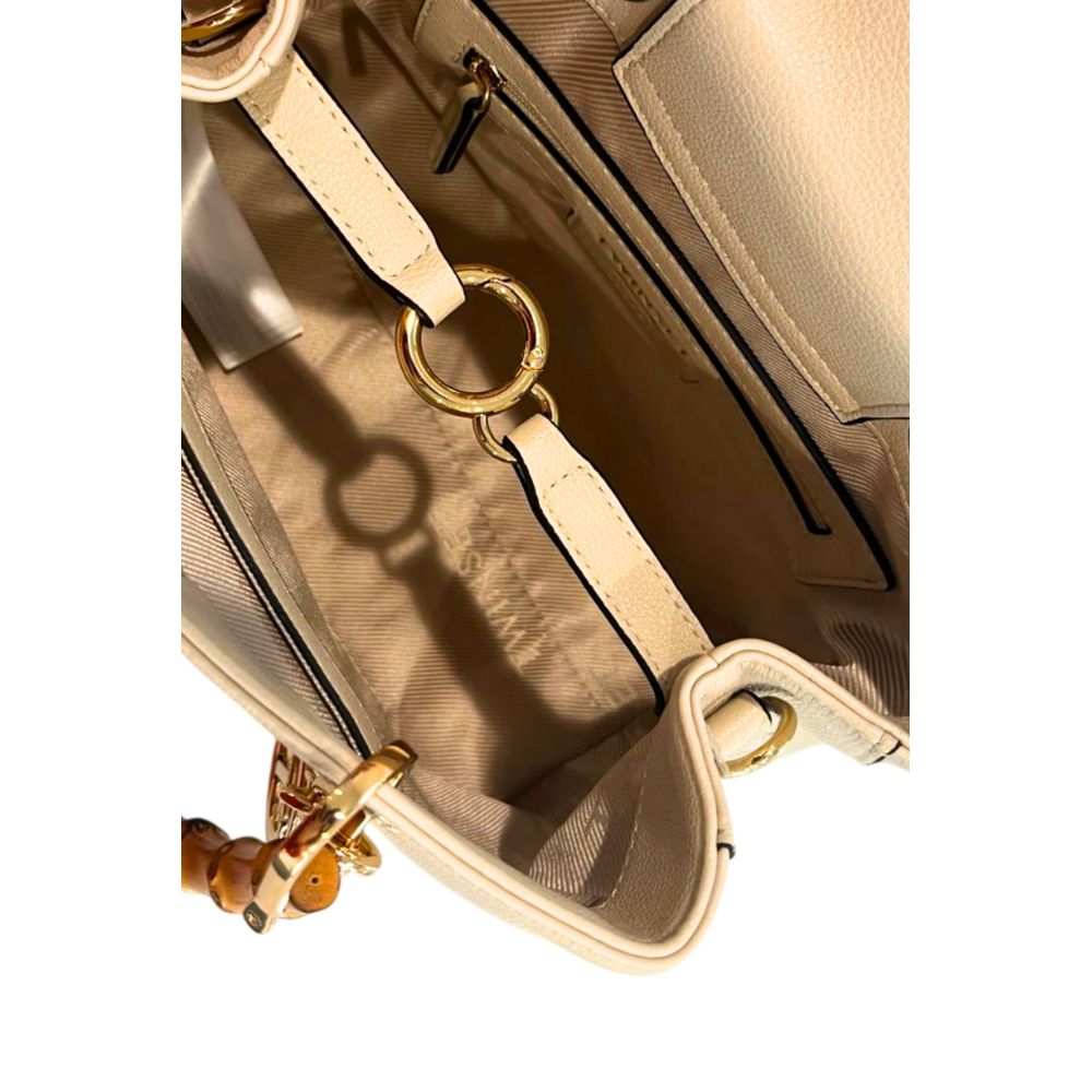 Shoulder Bag by Twinset for women in polyurethane beige, gold, purple & signature features a statuesque silhouette, showcasing a secure zipper and statuesque built-in-compartments with versatile shoulder-strap & adjustable-strap for a statuesque finish.