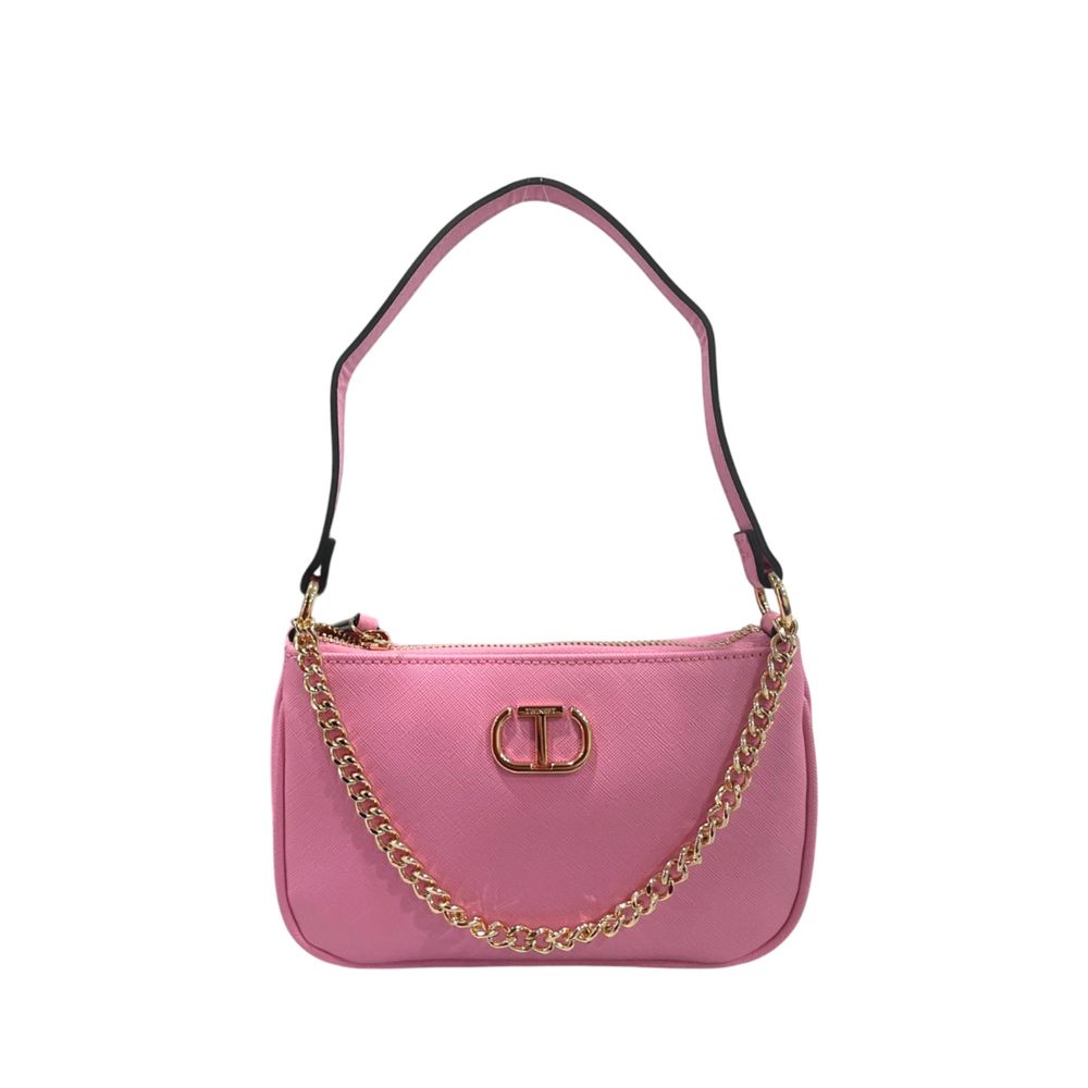 Shoulder Clutch Handbag by Twinset for women in polyethylene multicolor features a sculptural silhouette with a secure zipper, organized built-in-compartments, and versatile shoulder-strap for a sculptural finish.