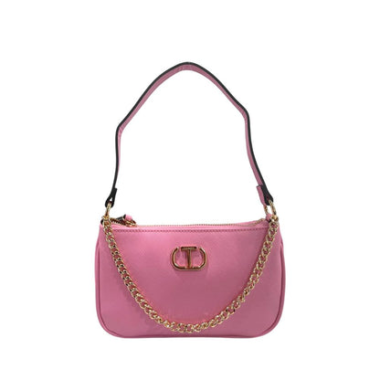 Shoulder Clutch Handbag by Twinset for women in polyethylene multicolor features a sculptural silhouette with a secure zipper, organized built-in-compartments, and versatile shoulder-strap for a sculptural finish.