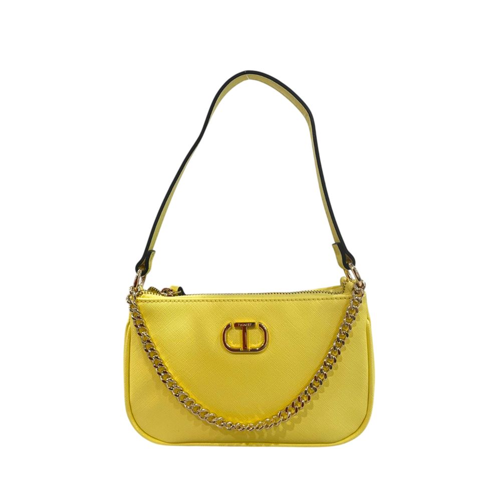 Shoulder Clutch Handbag by Twinset for women in polyethylene bicolour features a architectural silhouette, showcasing a secure zipper, ample built-in-compartments, and versatile shoulder-strap for a architectural finish.