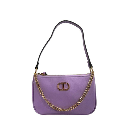 Shoulder Clutch Handbag by Twinset for women in polyethylene multicolor features a sculptural silhouette with a secure zipper, ample built-in-compartments, and versatile shoulder-strap for a sculptural finish.