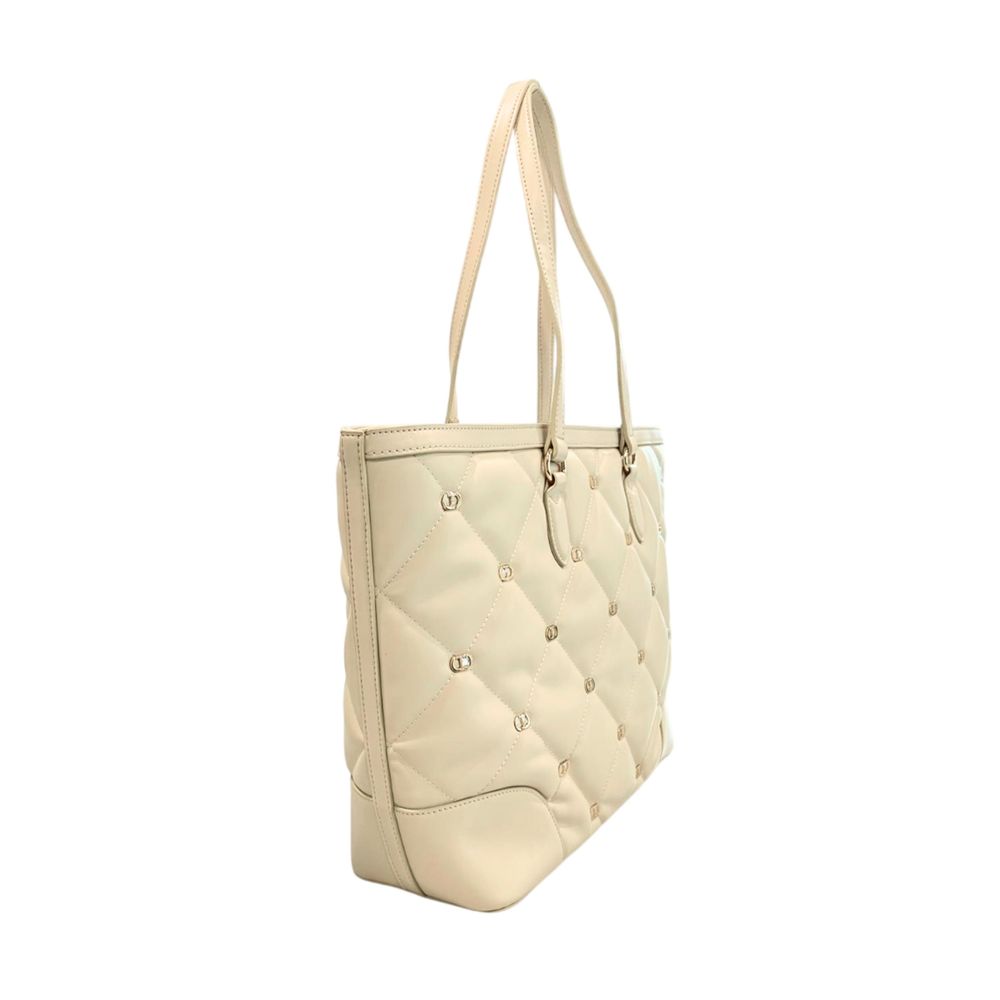 Shoulder Bag by Twinset for women in polyethylene gold & white features a statuesque silhouette, showcasing a secure zipper and statuesque with versatile shoulder-strap for a statuesque finish.