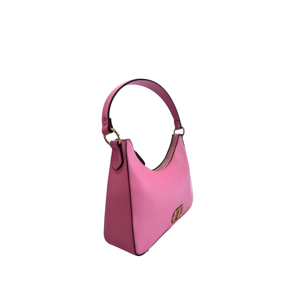 Compact Shoulder Clutch Handbag by Twinset for women in polyurethane gold, multicolor & pink features a statuesque silhouette, showcasing a secure zipper and organized built-in-compartments with versatile shoulder-strap & adjustable-strap for statuesque evening wear.