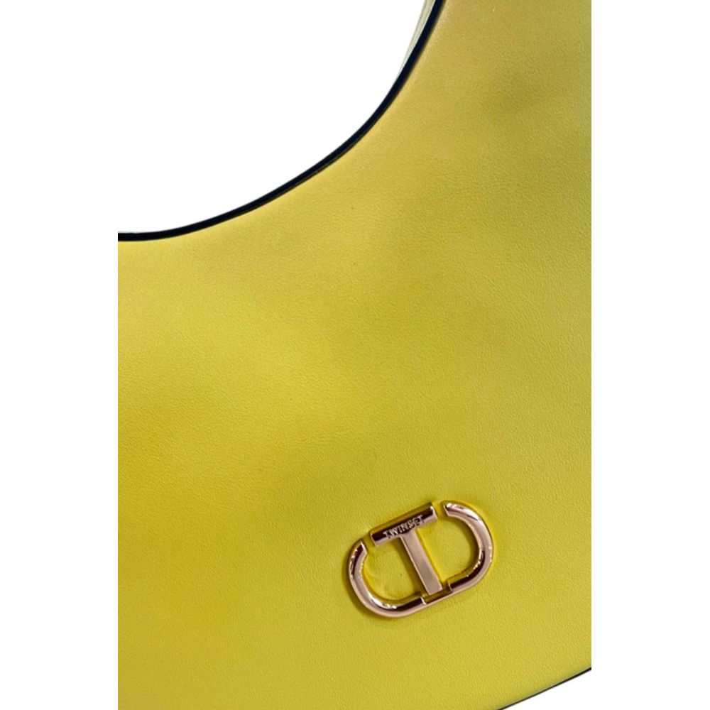 Shoulder Clutch Handbag by Twinset for women in polyethylene bicolour & gold features an sculptural silhouette, showcasing a secure zipper and sculptural built-in-compartments with versatile shoulder-strap & adjustable-strap for a sophisticated look.