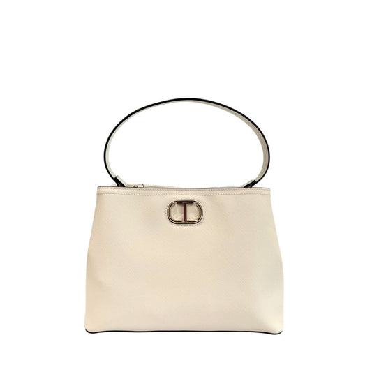 Shoulder Bag by Twinset for women in polyurethane gold & white features a statuesque silhouette, showcasing a secure magnetic & button and statuesque built-in-compartments with versatile shoulder-strap & adjustable-strap for a statuesque finish.