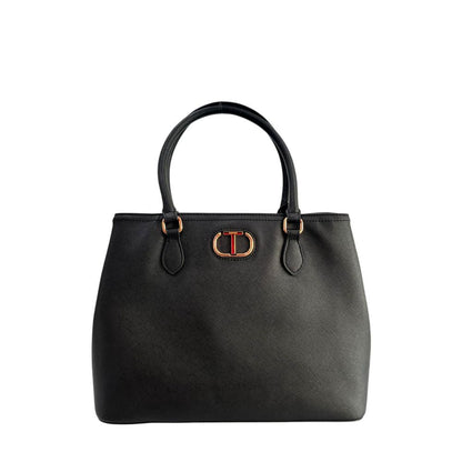 Shoulder Bag by Twinset for women in polyurethane black, gold & yellow features a stately silhouette, showcasing a secure magnetic & button, ample built-in-compartments, and stately shoulder-strap & adjustable-strap for a stately finish.