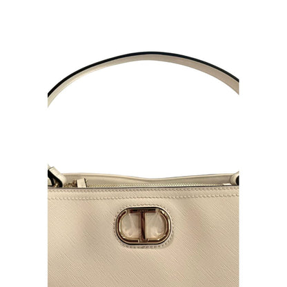 Shoulder Bag by Twinset for women in polyurethane gold & white features a effortless chic silhouette with a secure magnetic & button, ample built-in-compartments, and versatile shoulder-strap & adjustable-strap for a effortless chic finish.
