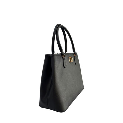 Shoulder Bag by Twinset for women in polyurethane black, gold & yellow features a effortless chic silhouette with a secure magnetic & button, ample built-in-compartments, and versatile shoulder-strap & adjustable-strap for a effortless chic finish.